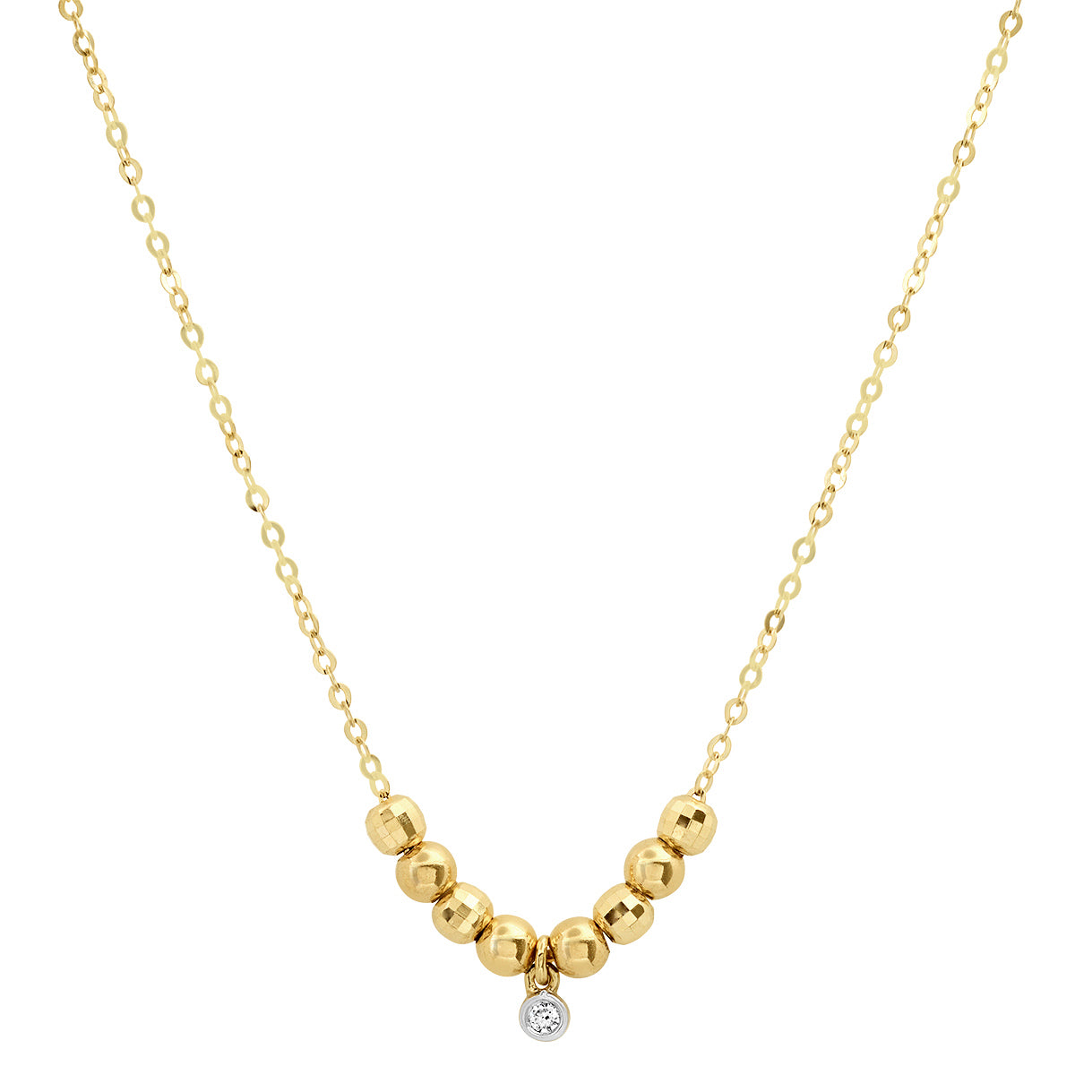 Elisa 14k Yellow Gold Interlocking Pendant Necklace in White Diamond