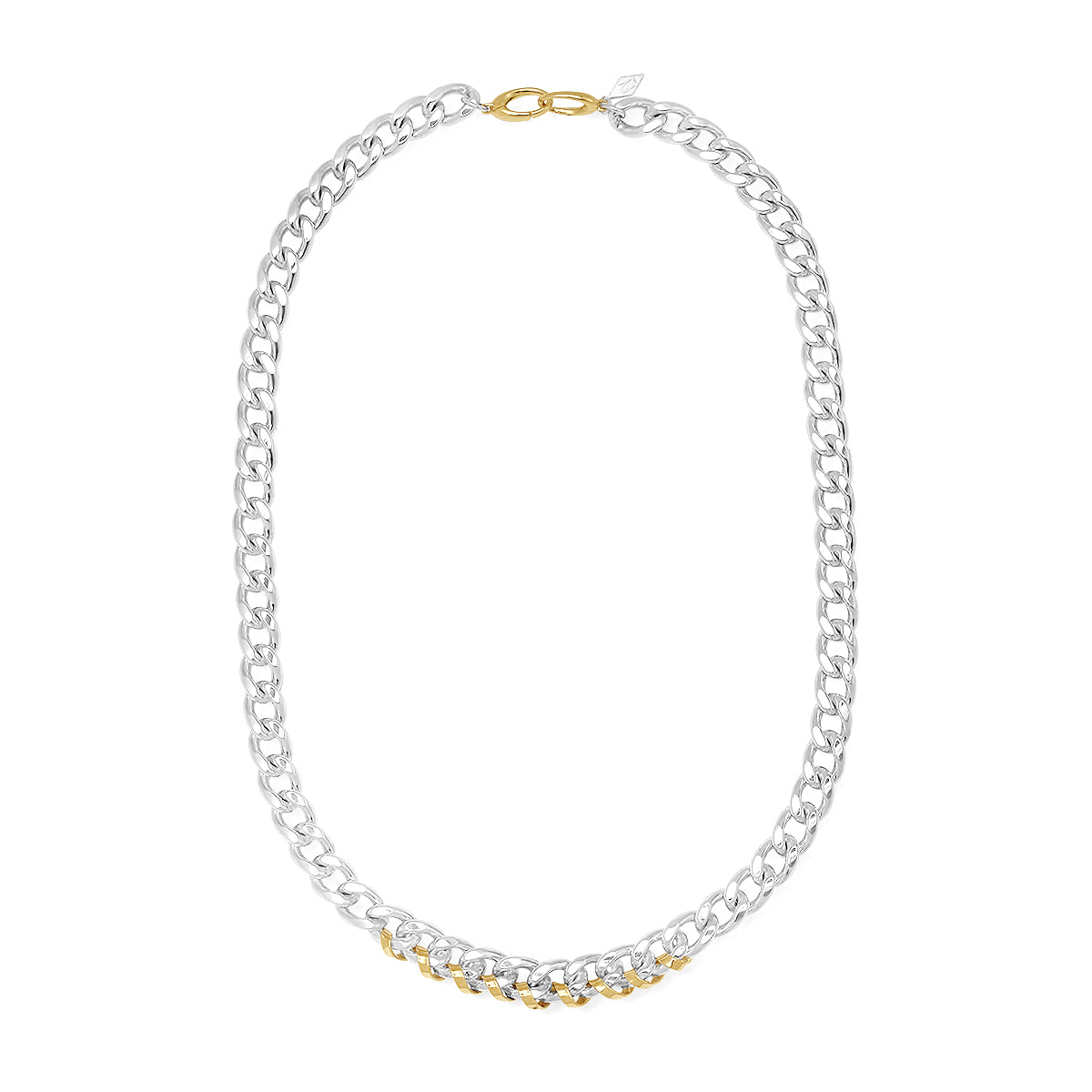 Two-Tone Heavy Metal Link Chain - Sterling Silver & 14K Gold