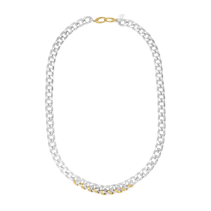 Sterling Silver + 14K Gold "Heavy Metal" Wrap-Me-Up Chain Choker with two part 14K Gold Lobster Clasp and Hand Wire-Wrapping