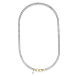 Sterling Silver "Heavy Metal" Curb Chain necklace with two part 14K Gold Lobster Clasp