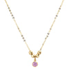 14K Yellow Gold Bead "Movable Beaded" Necklace with Ruby or Pink Sapphire Drop