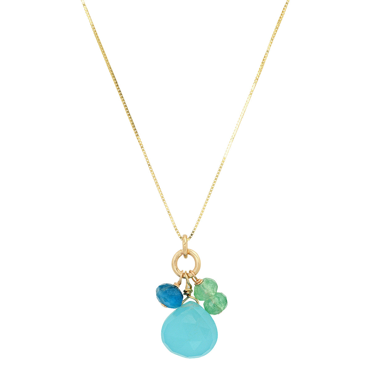 Gemstone Cluster Necklace: Chalcedony, Aventurine, Apatite