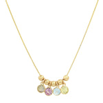 14K Yellow Gold Bead "Movable Beaded" Necklace with Pastel Drops