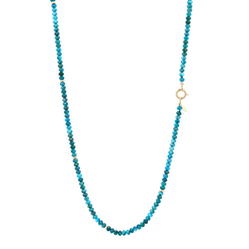 Long Chunky Knotted Gemstone Necklace: Apatite