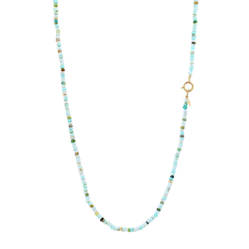 Long Chunky Knotted Gemstone Necklace: Opal