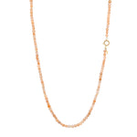 Long Chunky Knotted Gemstone Necklace: Peach Moonstone