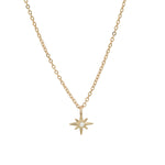 "Celestial" 14K Gold Tiny North Star Pendant with Diamond or Ruby