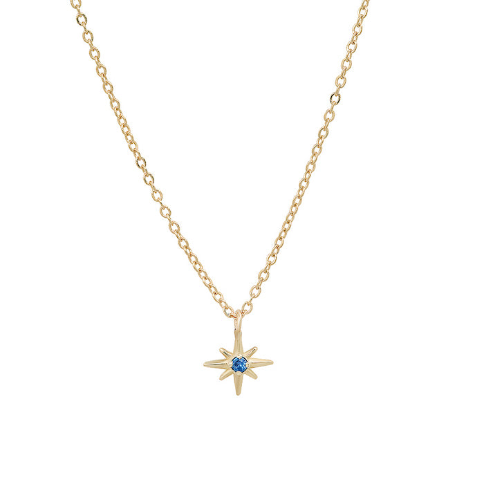 "Celestial" 14K Gold Tiny North Star Pendant with Sapphire