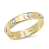 "Liquid Metal" 14K Gold narrow Hammered Band with Seven Diamonds