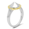 14K + Sterling Silver Large "Pyramid" Ring with Diamonds