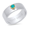 "Liquid Metal" Sterling Silver Wide Hammered Band with Natural Rose Cut Diamond, Sapphire, or Turquoise