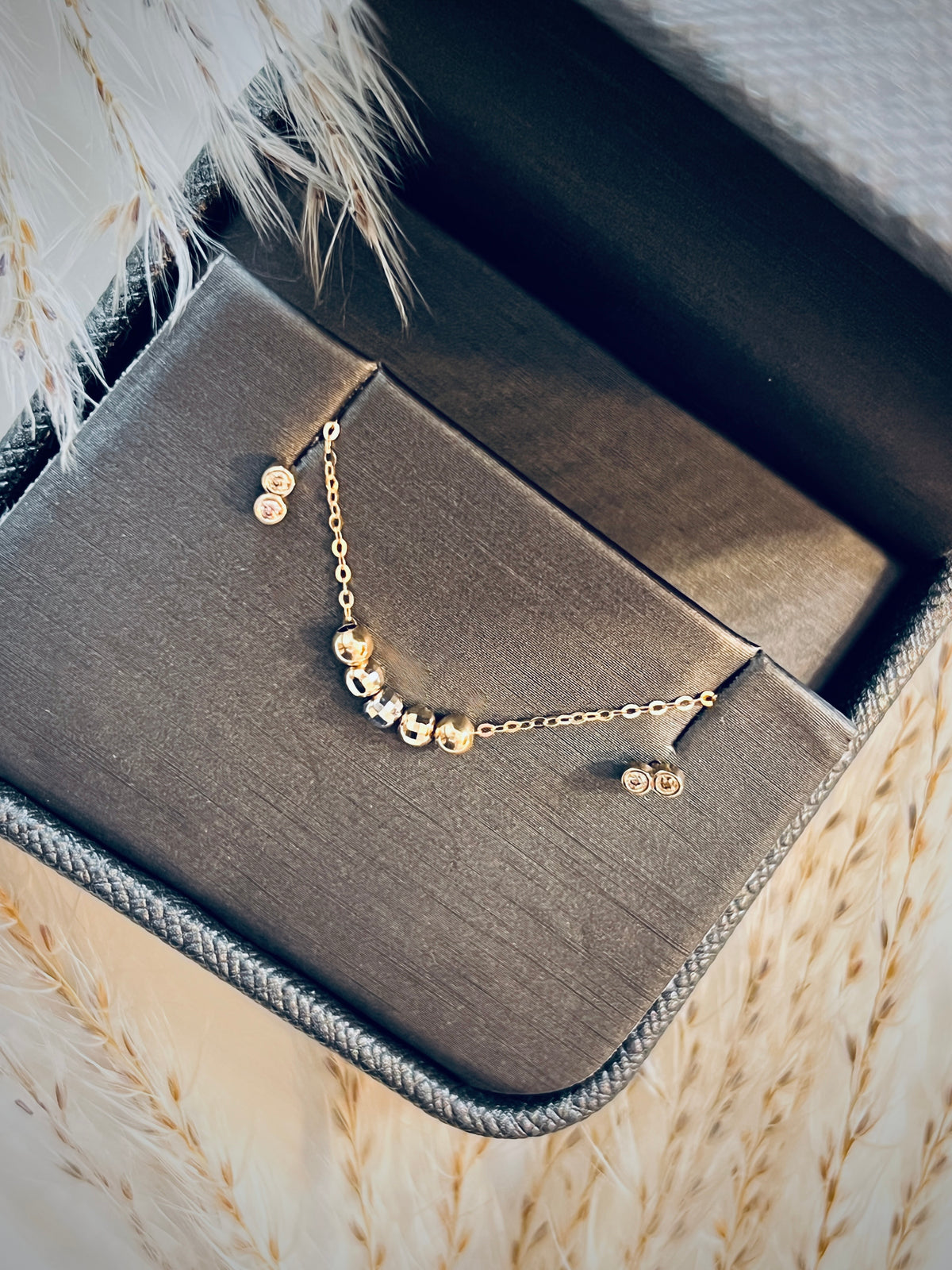 The "Baller" 14K Gold Diamond Earring & Necklace Gift Set