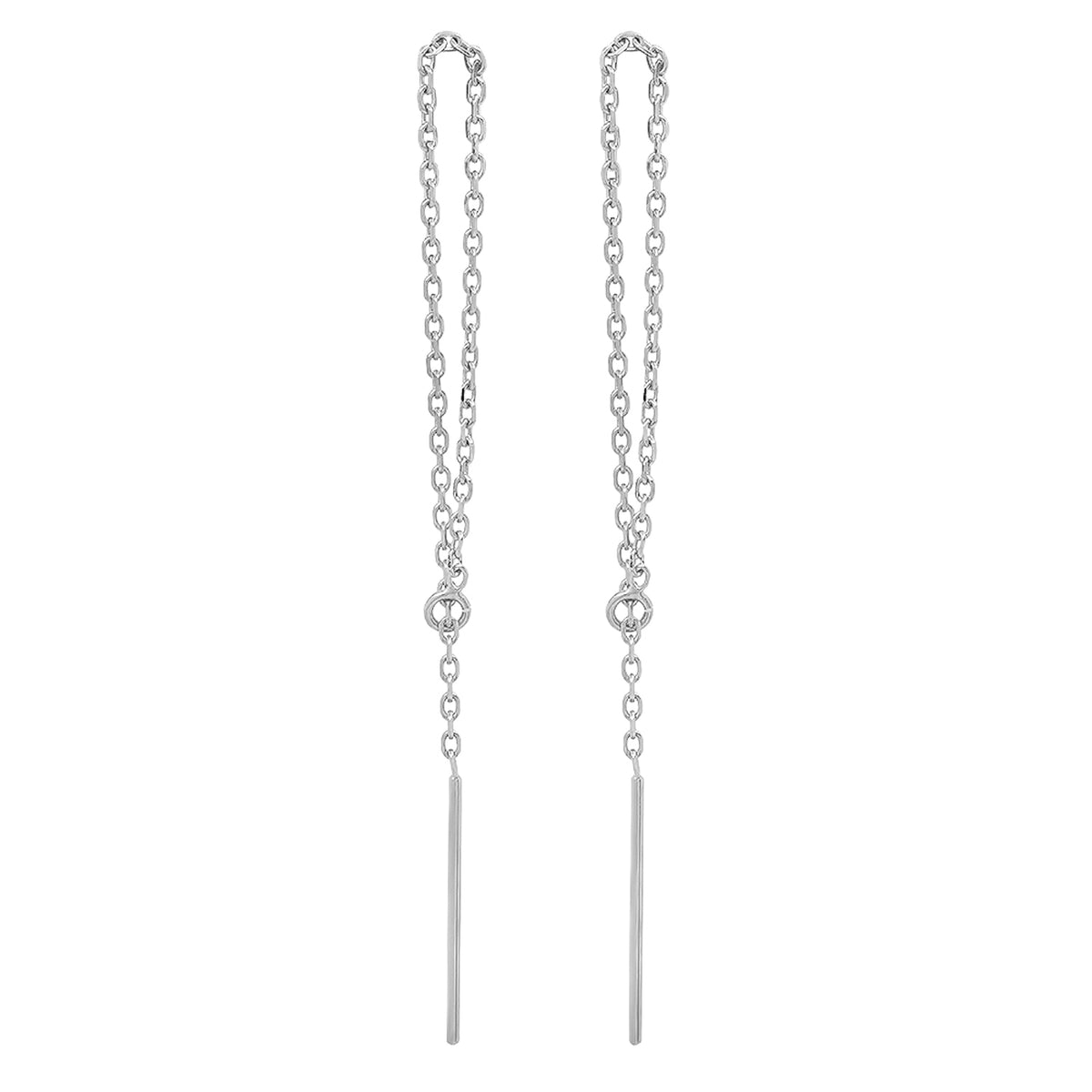 14K Yellow or White Gold Loop Threader Earrings