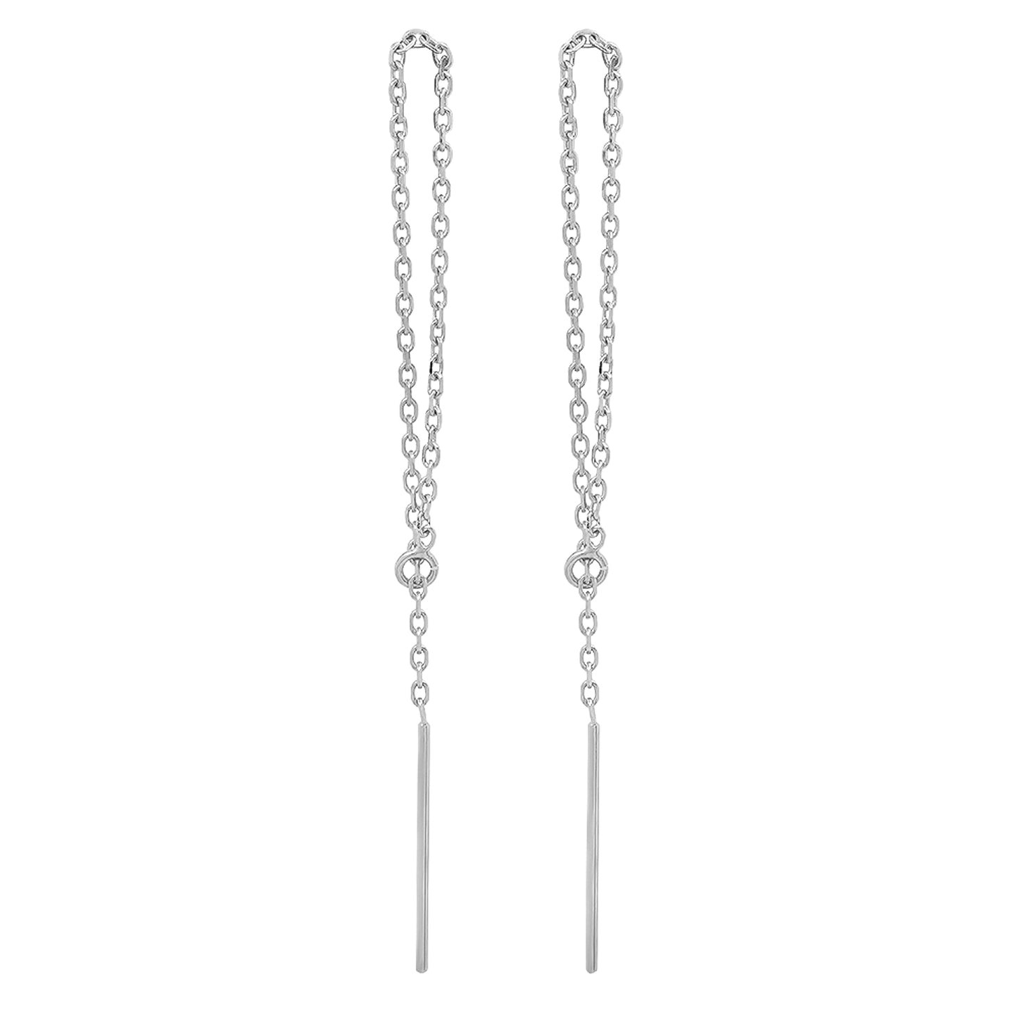 14K Yellow or White Gold Loop Threader Earrings