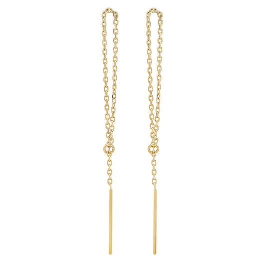 14K Yellow or White Gold Loop Threader Earrings