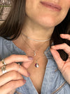 Gemstone Cluster Diamond Charm Necklace: Blue Keshi Pearl, Rubies