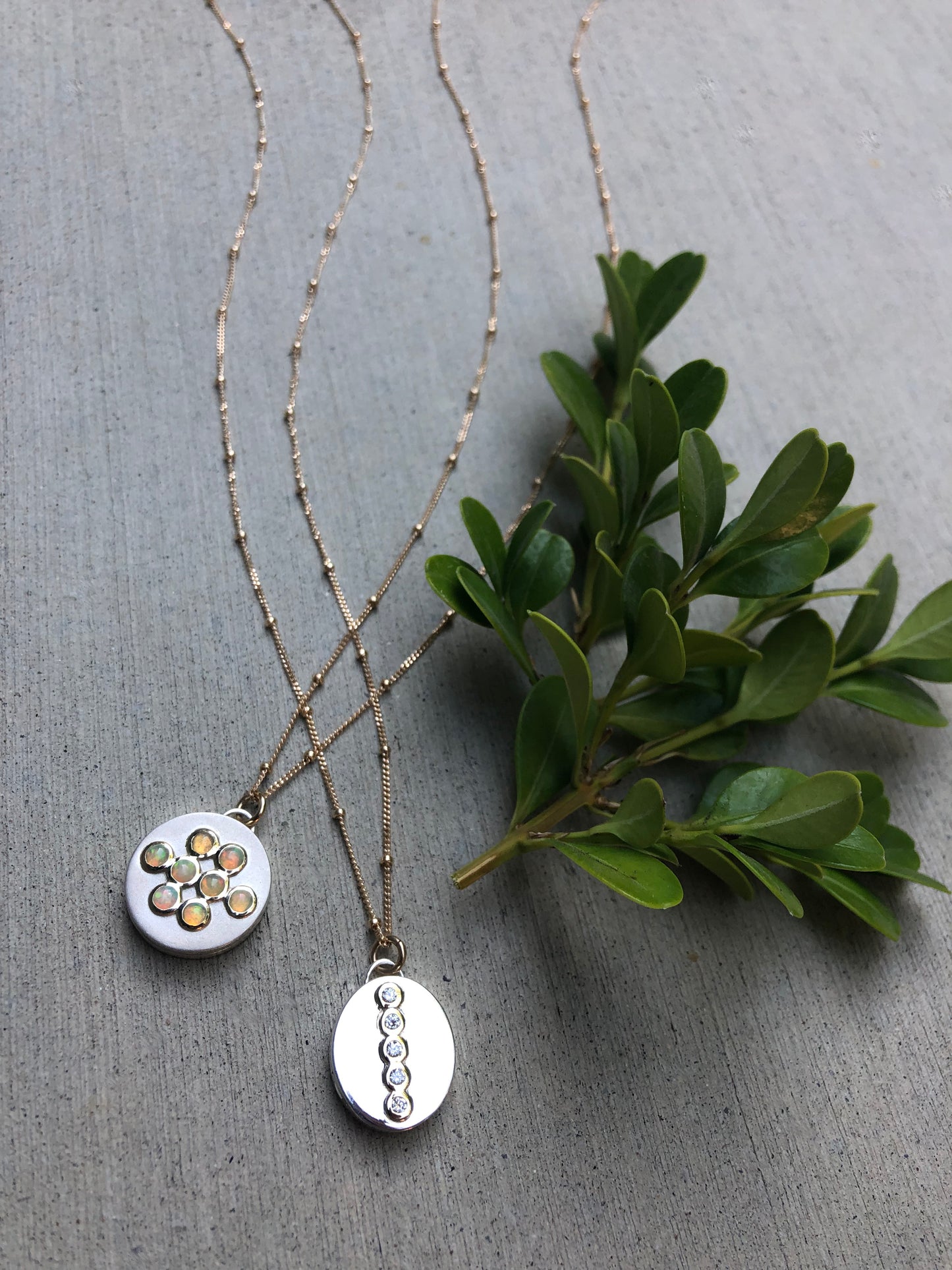 "Love Locket" Pendant - Sterling Silver/ 14K Gold & Opals