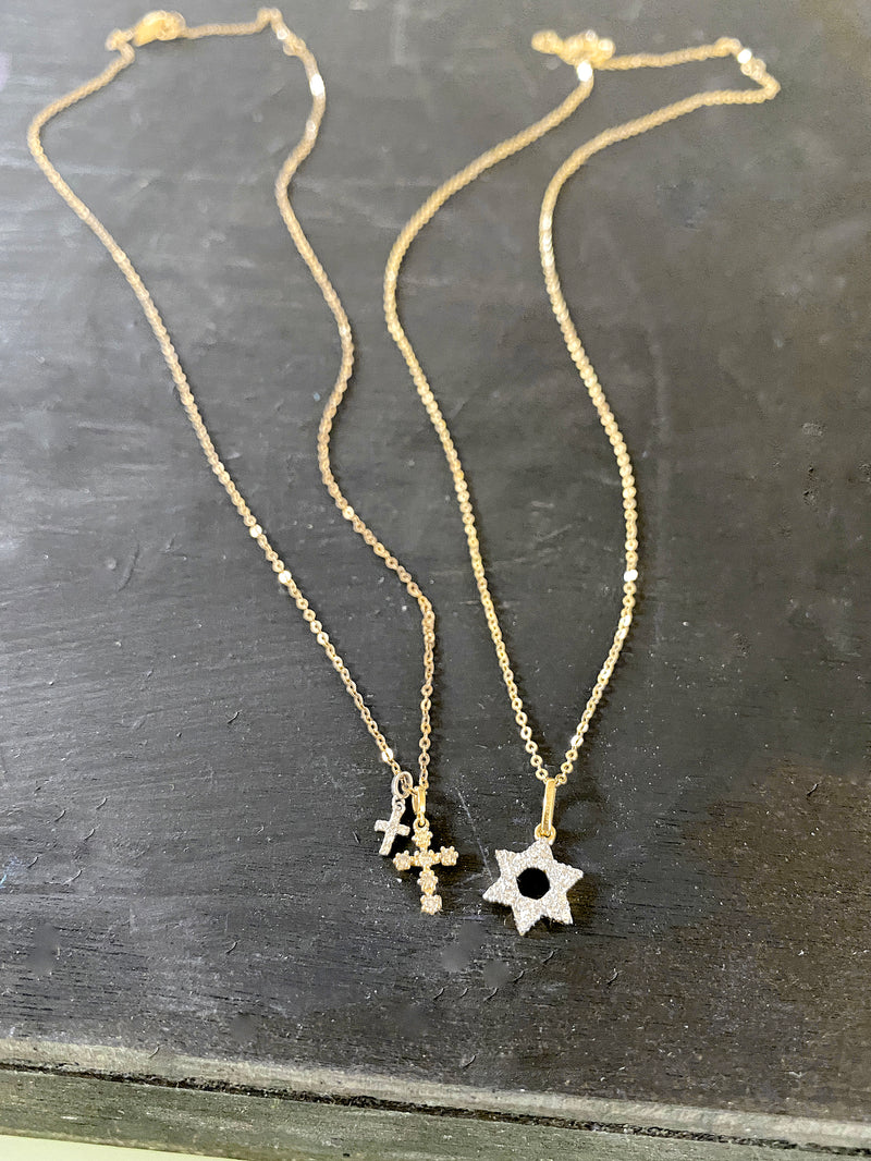 Pave Diamond 14K Gold Jewish Star Necklace