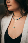 Chunky Knotted Gemstone Diamond Charm Necklace: Apatite