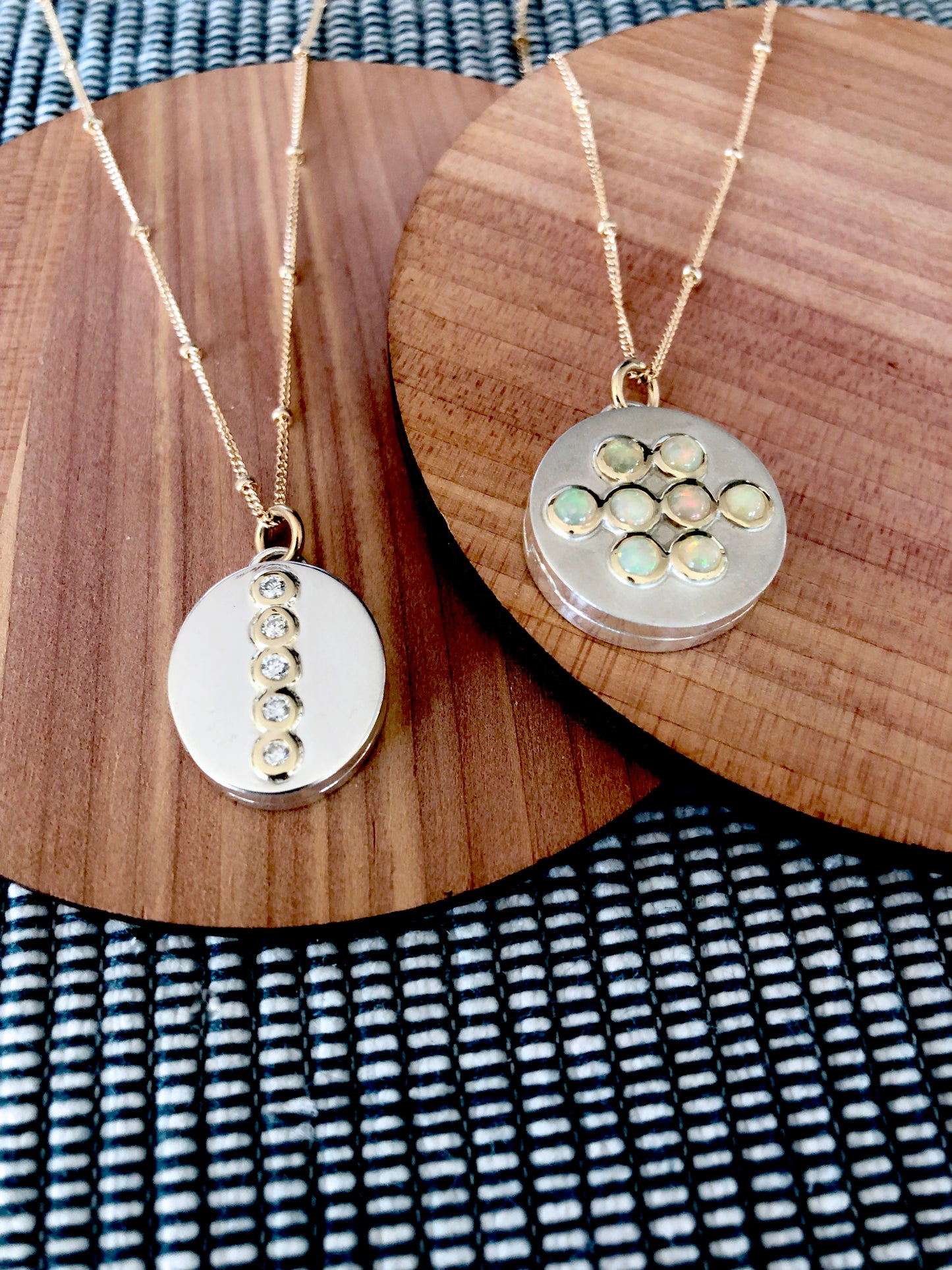 "Love Locket" Pendant - Sterling Silver/ 14K Gold & Opals
