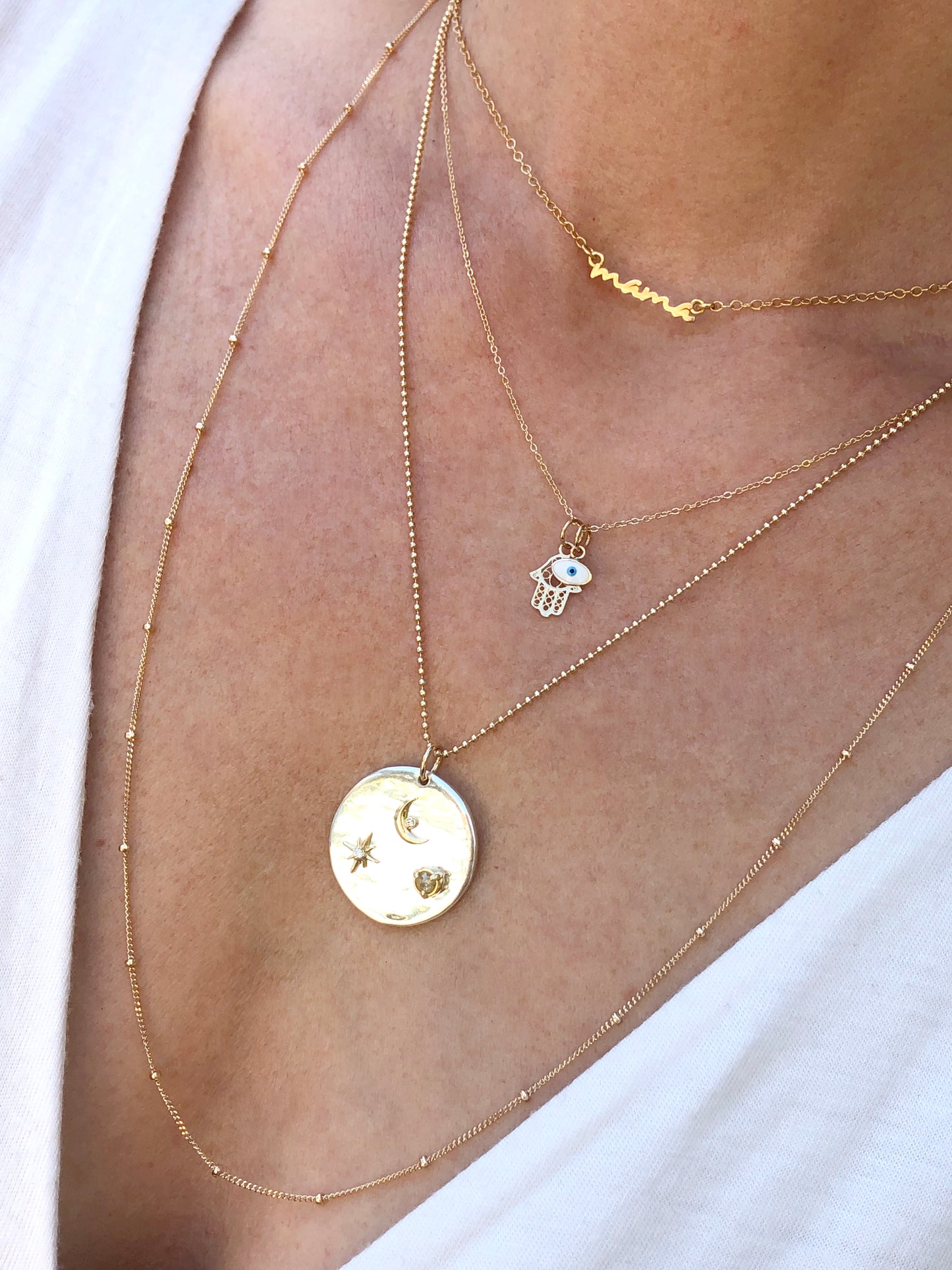 Signature 14K Gold and Enamel "Protection" Necklace